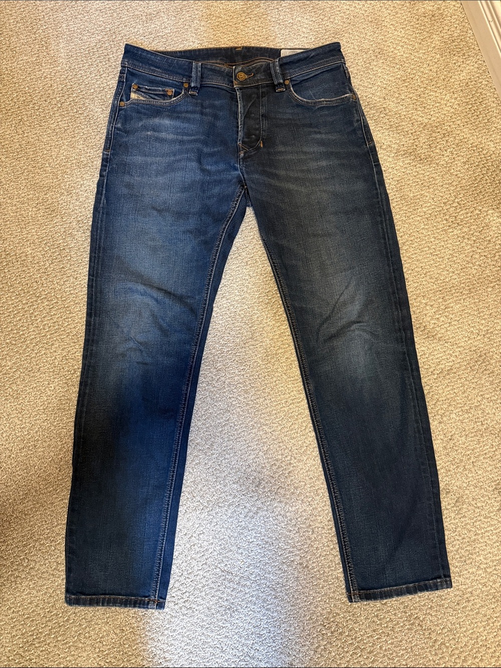 Diesel Men’s Larked-Beex Regular Tapered Jeans in Dark Blue W31 - L30